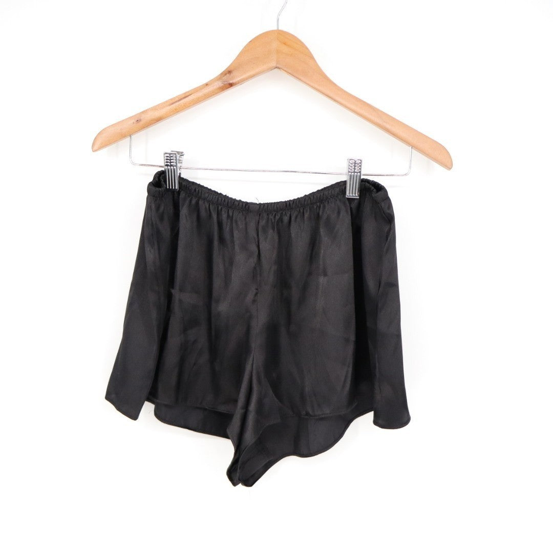 Linea Donatella Bride Intimates Sleep Shorts Womens Large Black Elastic Waist