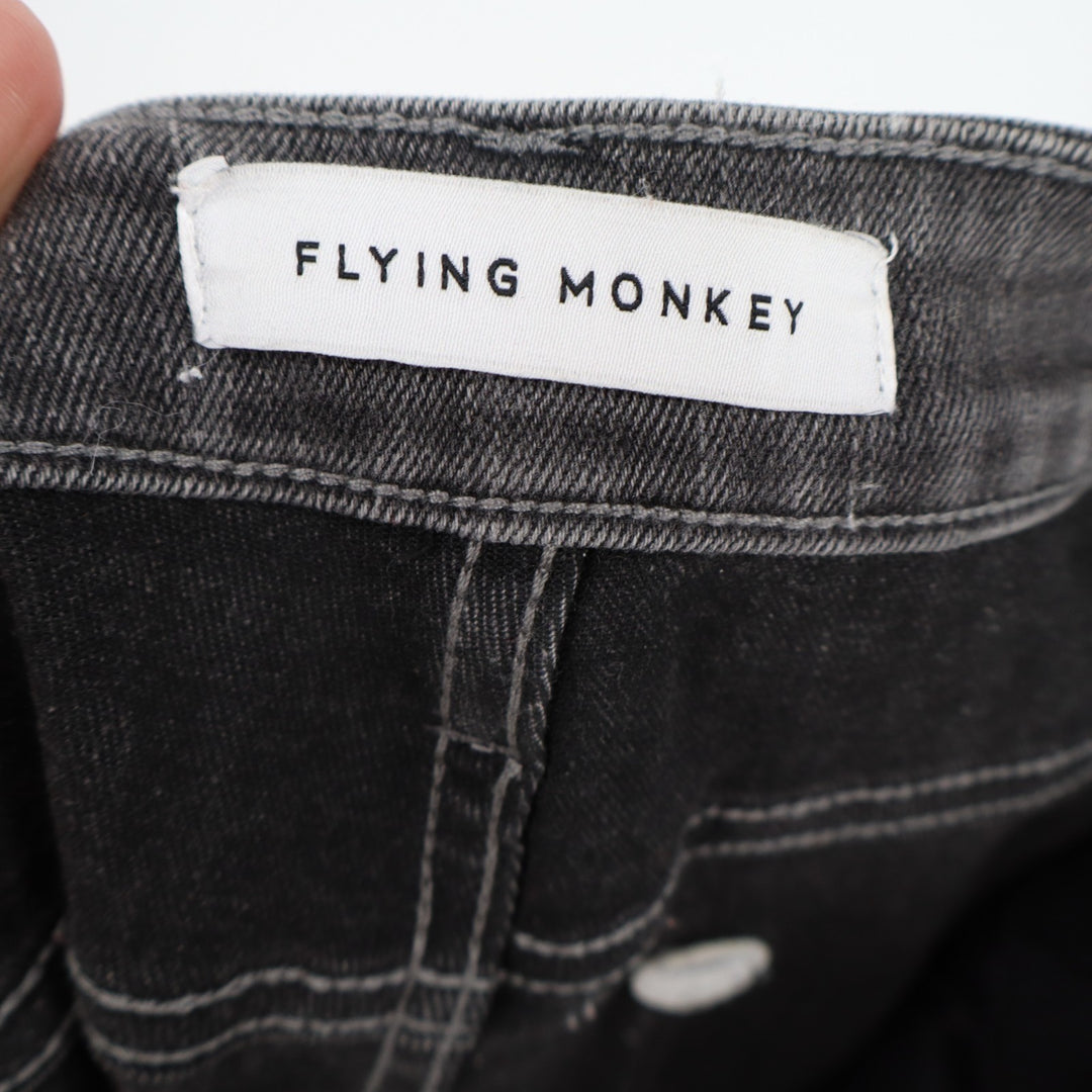 Flying Monkey Jeans Women's 28 Gray Denim Cotton Stretch Raw Hem Ankle Slit