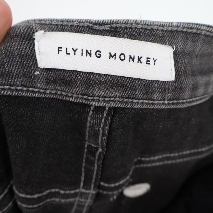 Flying Monkey Jeans Women's 28 Gray Denim Cotton Stretch Raw Hem Ankle Slit