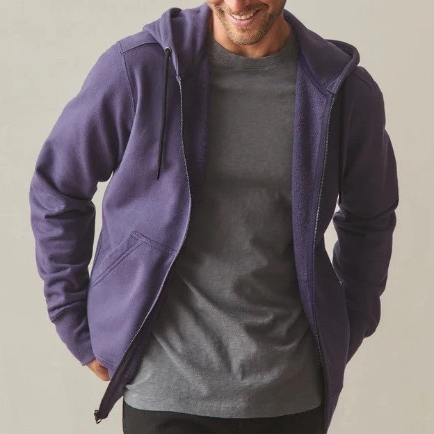 American Giant Classic Hoodie Mens Large Purple Fleece Lined Cotton Full Zip