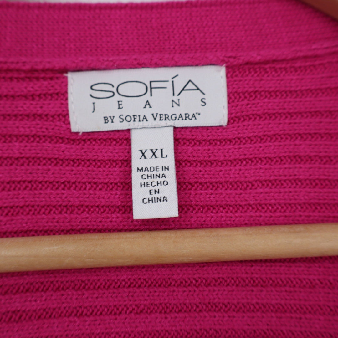 Sofia Jeans Sweater Dress Set Womens XXL 2-Piece Cardigan Pink Ribbed Excellent