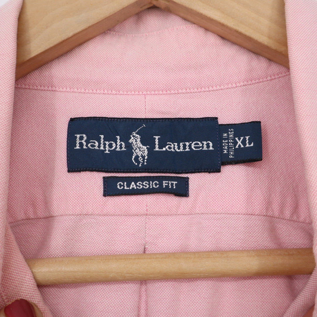 Ralph Lauren Shirt Mens XL Classic Fit Pink Monogram Button-down Excellent