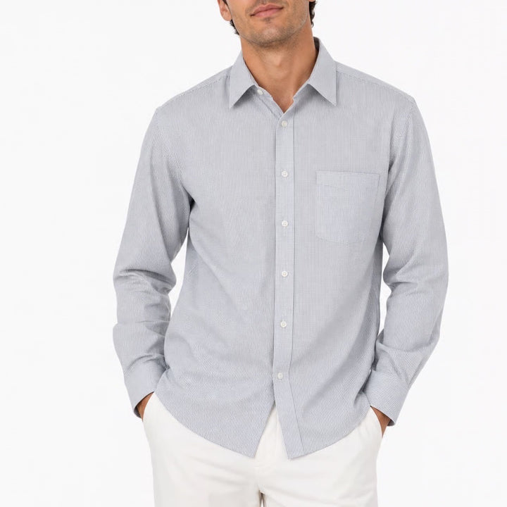 Jos. A. Bank Travelers Collection Slim Fit Blue Check Dress Shirt 16.5 35 Cotton