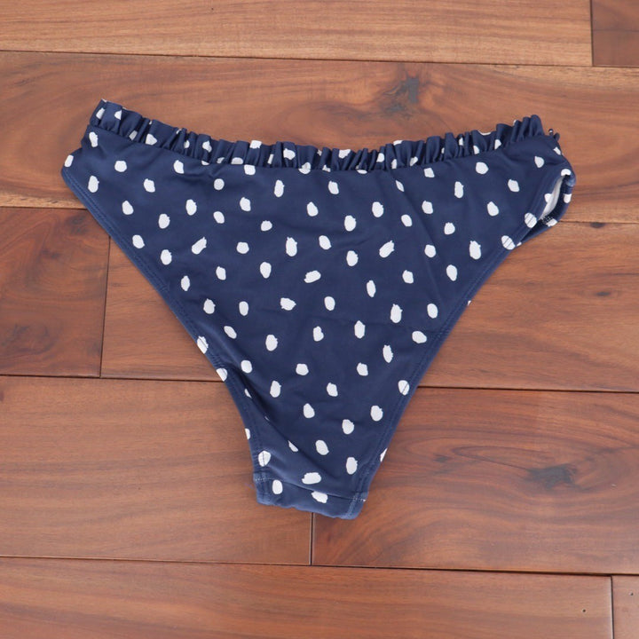 ASOS DESIGN Navy Polka Dot Ruffle Bikini Bottoms Swimsuit Size US 6