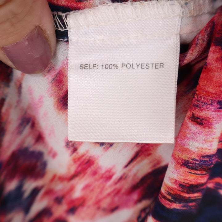 Rose & Olive Womens Pink Navy Abstract Ikat Sleeveless V-Neck Blouse Large