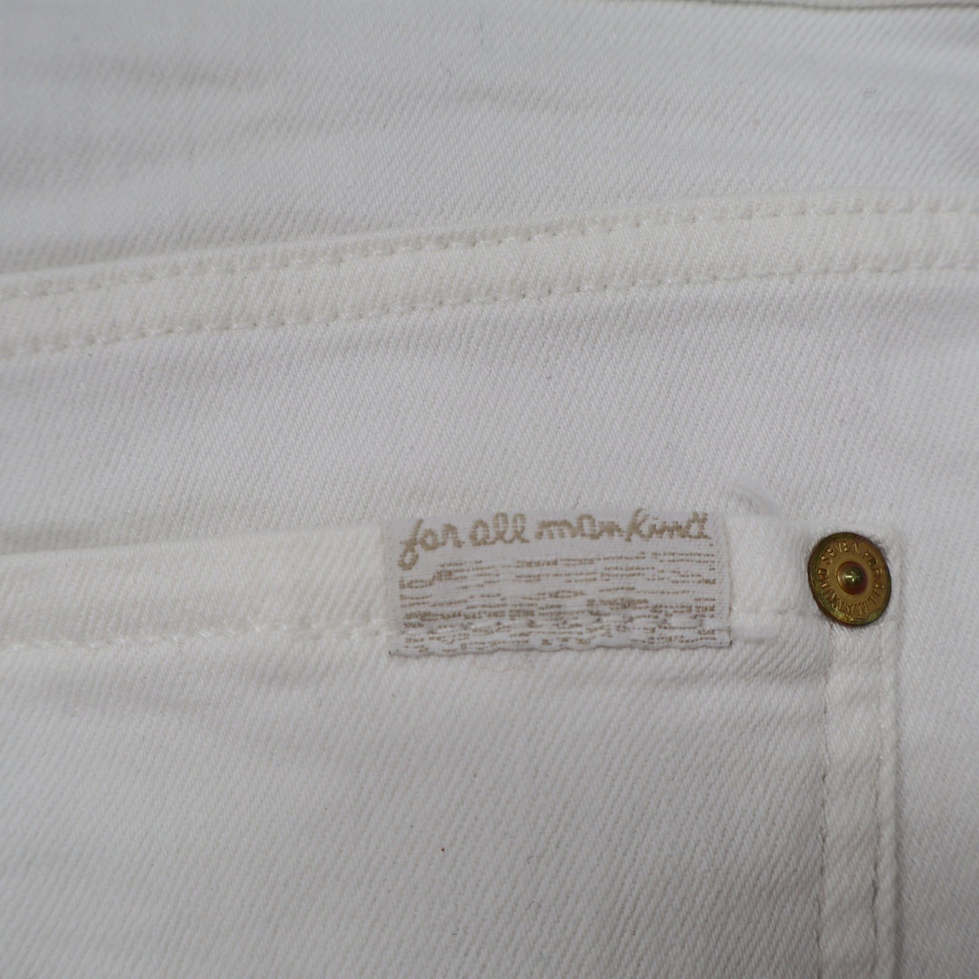 7 For All Mankind Womens White Denim Cut Off Shorts Frayed Hem Size 32