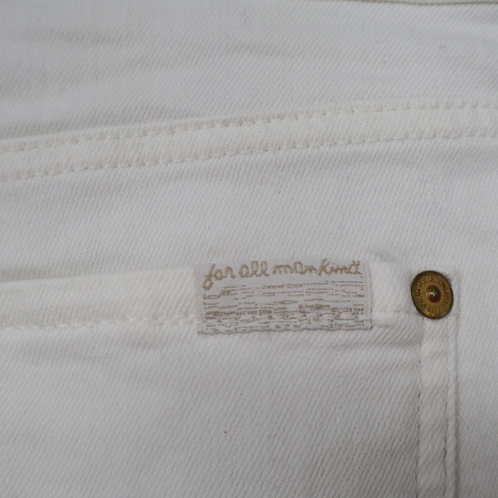 7 For All Mankind Womens White Denim Cut Off Shorts Frayed Hem Size 32