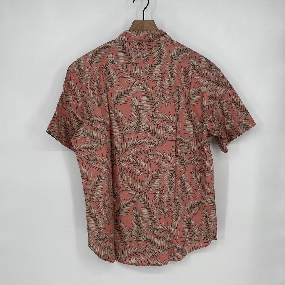 Jachs NY Mens Short Sleeve Button Up Shirt Palm Leaf Print Red Blue Size L