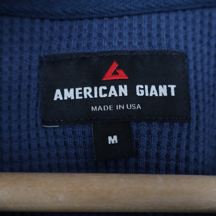 American Giant Colorblock Summit T-Shirt Mens Medium Blue Waffle Knit Crew Neck