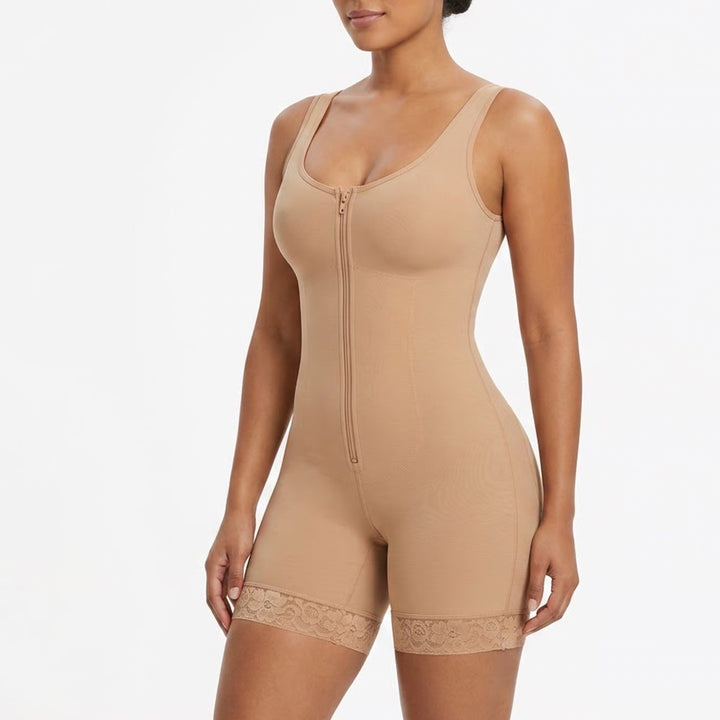 Womens XL Nude Shapewear Bodysuit Faja Butt Lifting Tummy Control Zipper XL