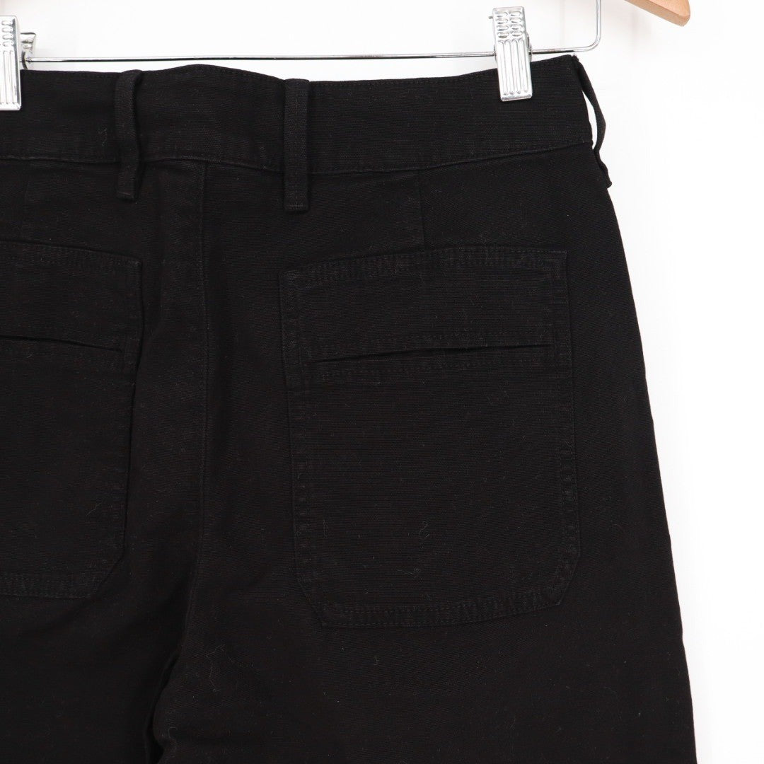 American Giant Womens Black Wide Leg Cropped Pants Made in USA Size 8