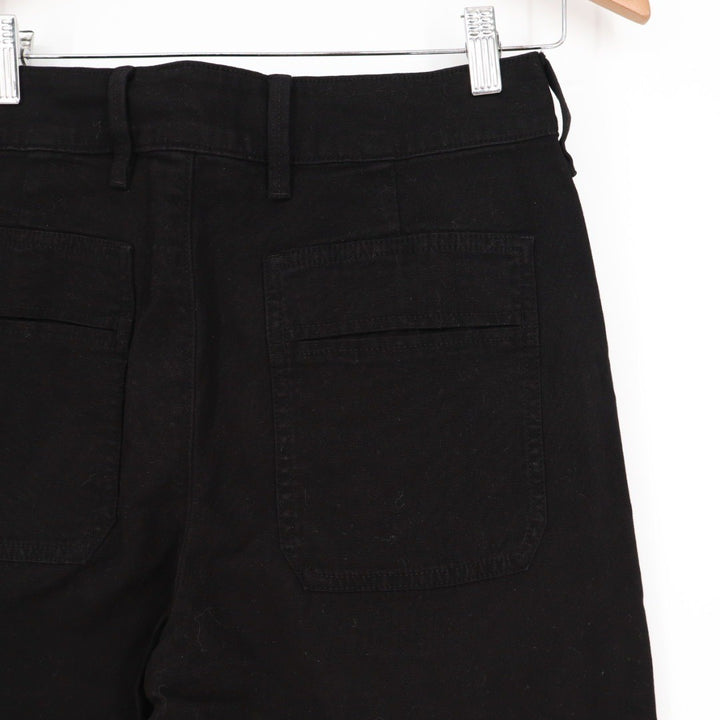American Giant Womens Black Wide Leg Cropped Pants Made in USA Size 8