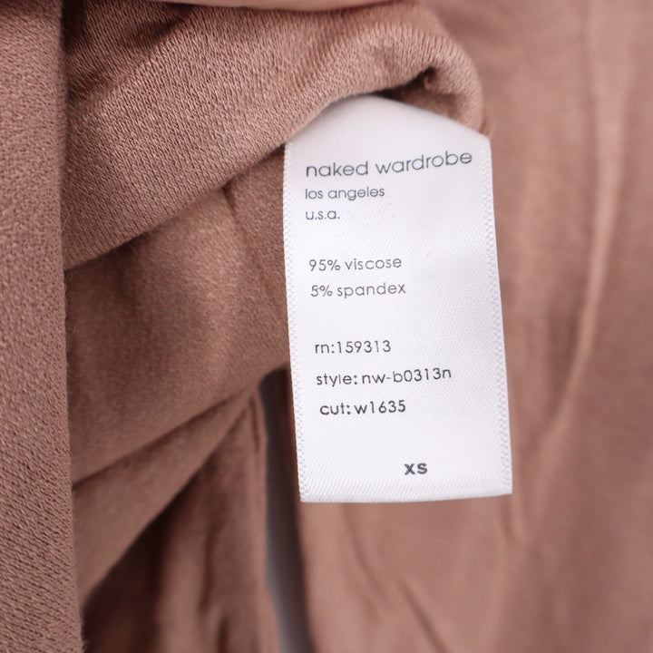 Naked Wardrobe Womens Long Sleeve Turtleneck Bodysuit Mauve Brown XS nw-b0313n