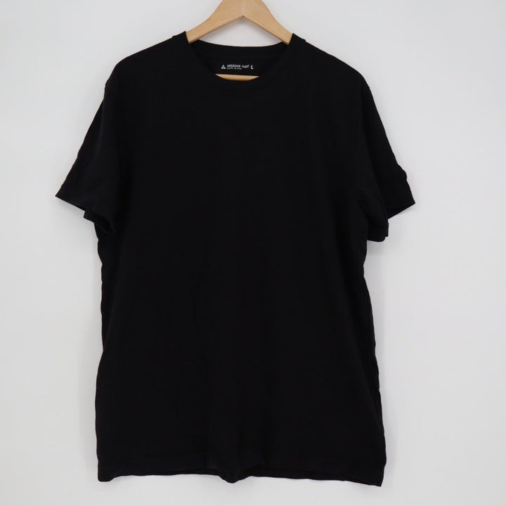 American Giant Mens Black Crew Neck T Shirt Size L Made in USA Short Sleeve