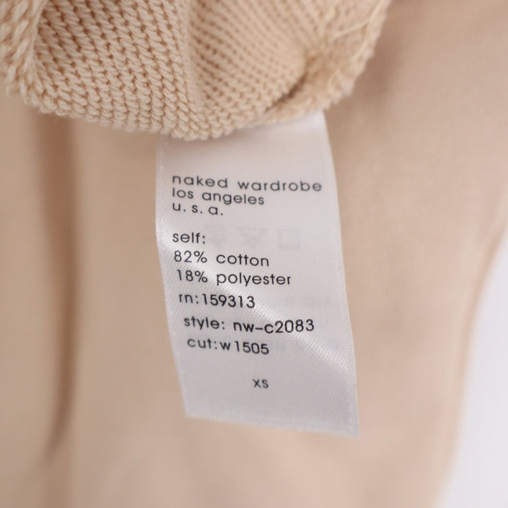 Naked Wardrobe Womens XS Tan Peach Raw Edge Sweatshirt and Joggers 2 Piece Set