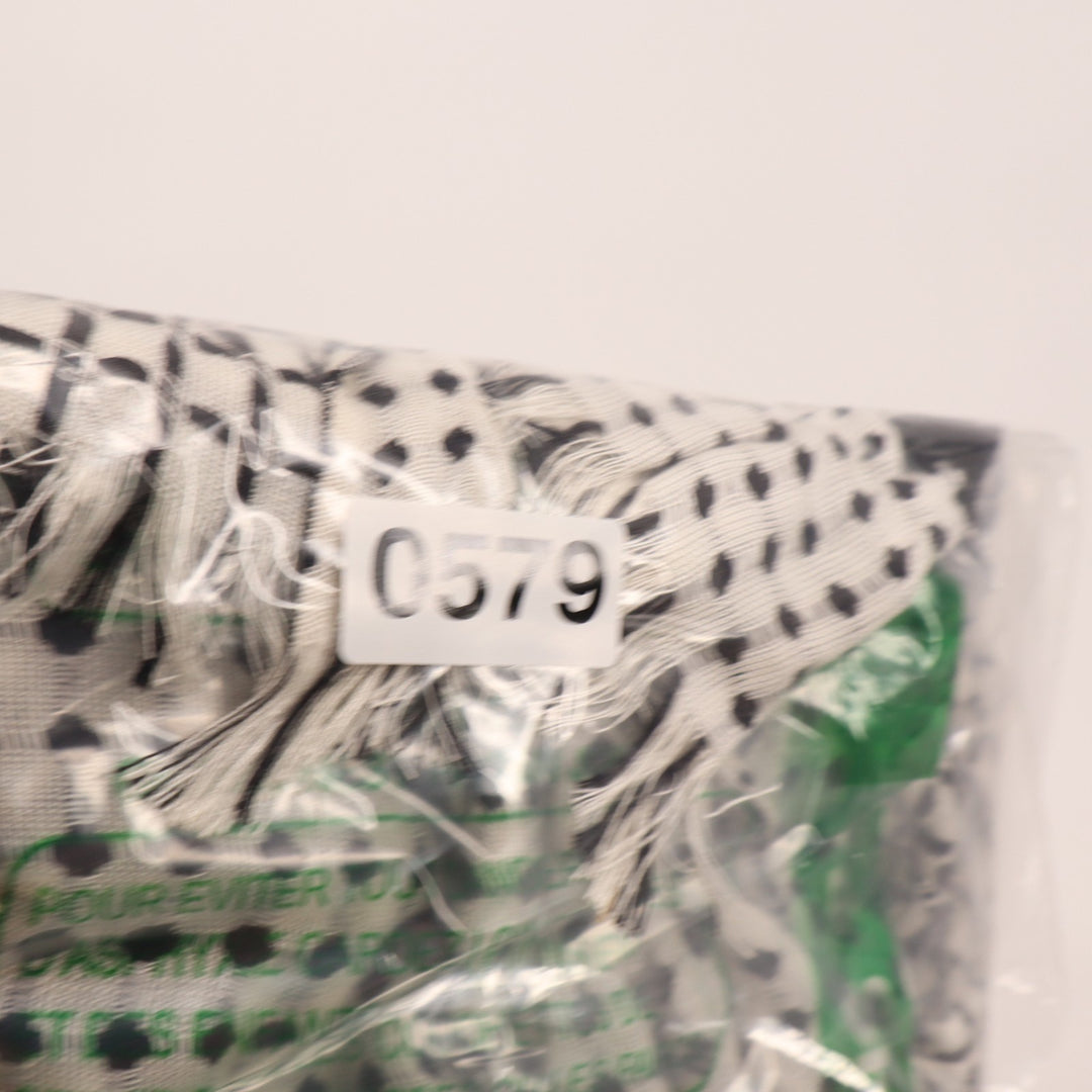 Scarf Womens Black White Check Polka Dot Pattern Fringed Edges Neck Warmer