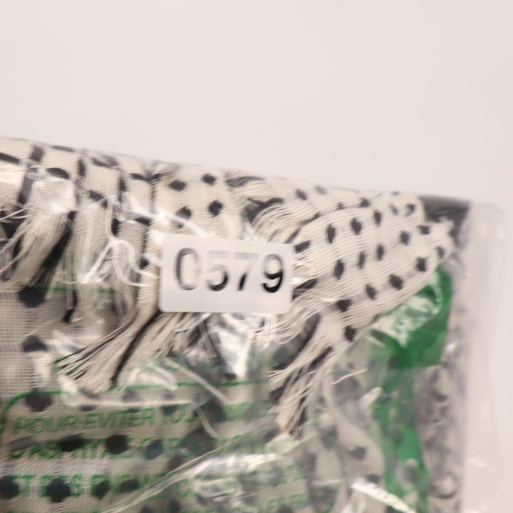 Scarf Womens Black White Check Polka Dot Pattern Fringed Edges Neck Warmer