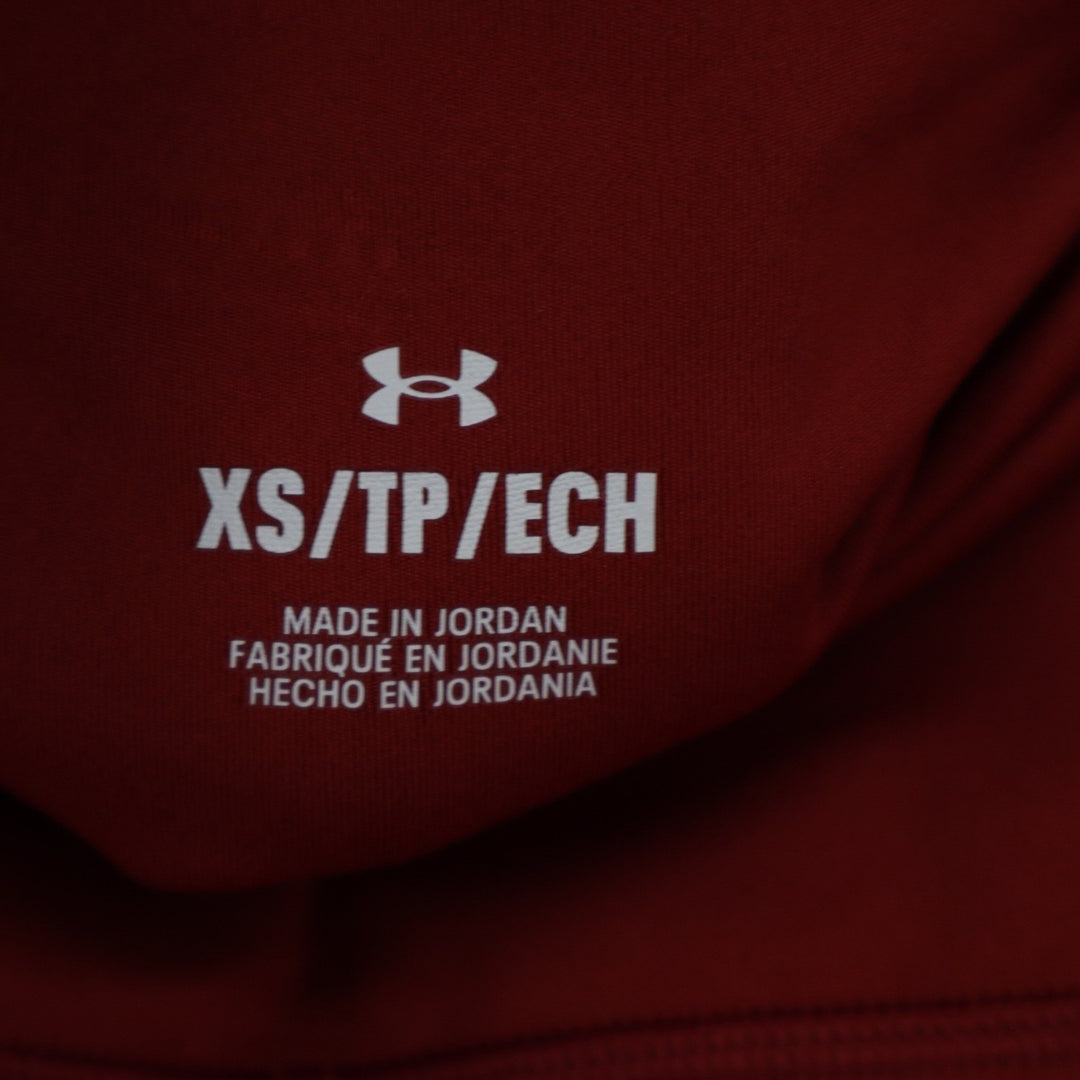 Under Armour Meridian Ankle Leggings Dark Red High Rise Pockets Womens XS