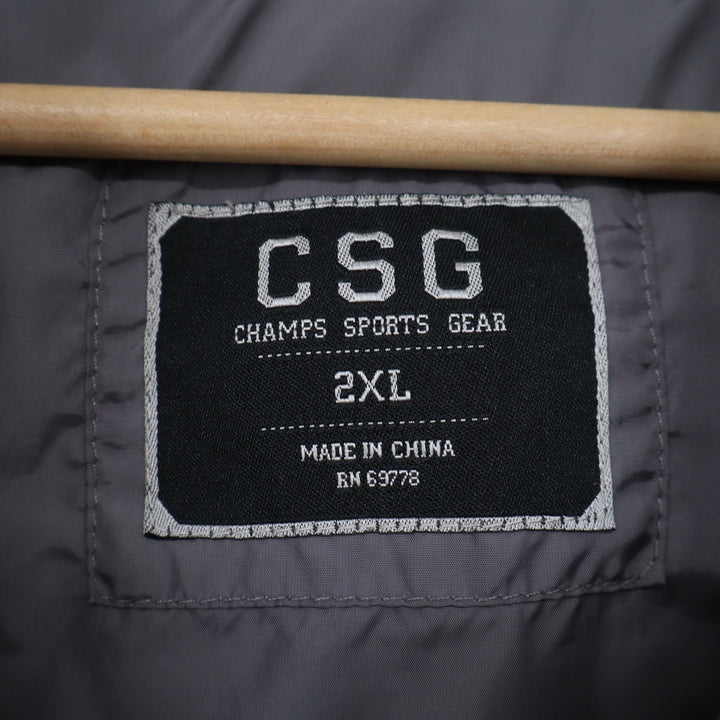 CSG Champs Sports Gear Mens 2XL Gray Puffer Vest Quilted Full Zip Sleeveless