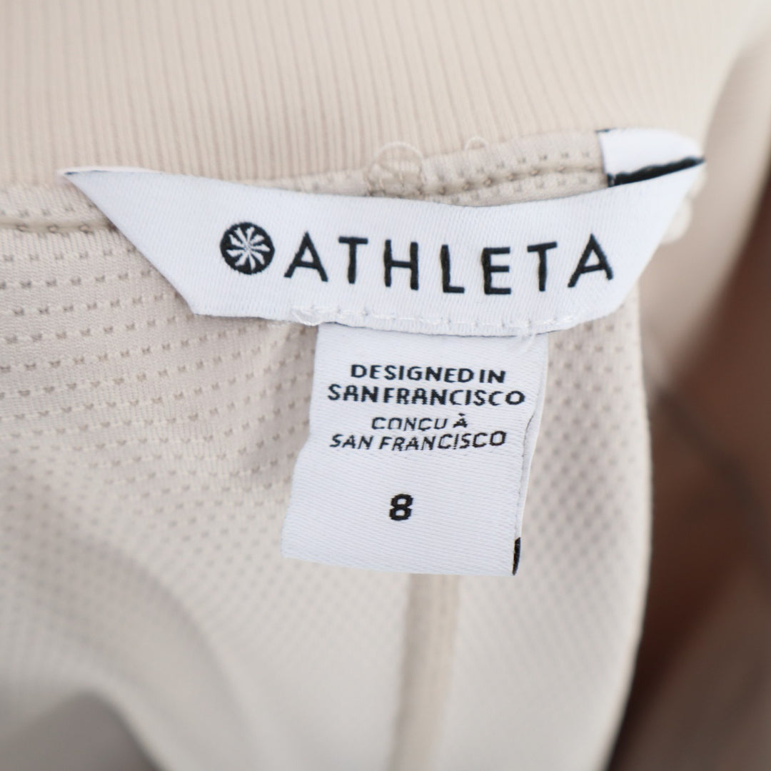 Athleta Skort Women 8 Beige Stretch High Rise Pull On Slash Pocket Elastic Waist