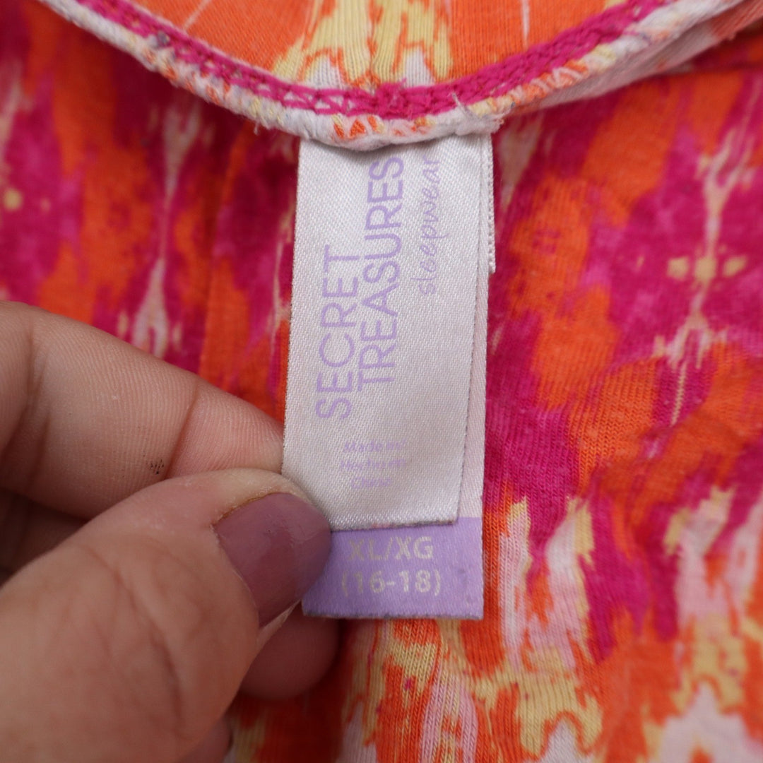 Secret Treasures XL Pink Orange Ikat Geometric Sleep Shorts Pajama Bottoms