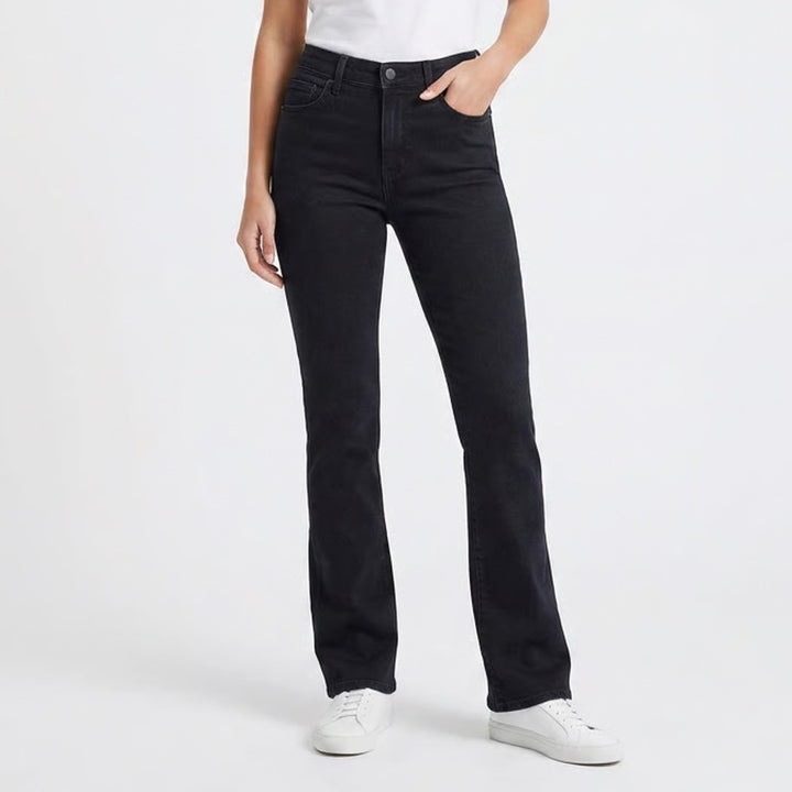 Express Skyscraper High Rise Flare Jeans Black Size 12R 12 Regular 6622