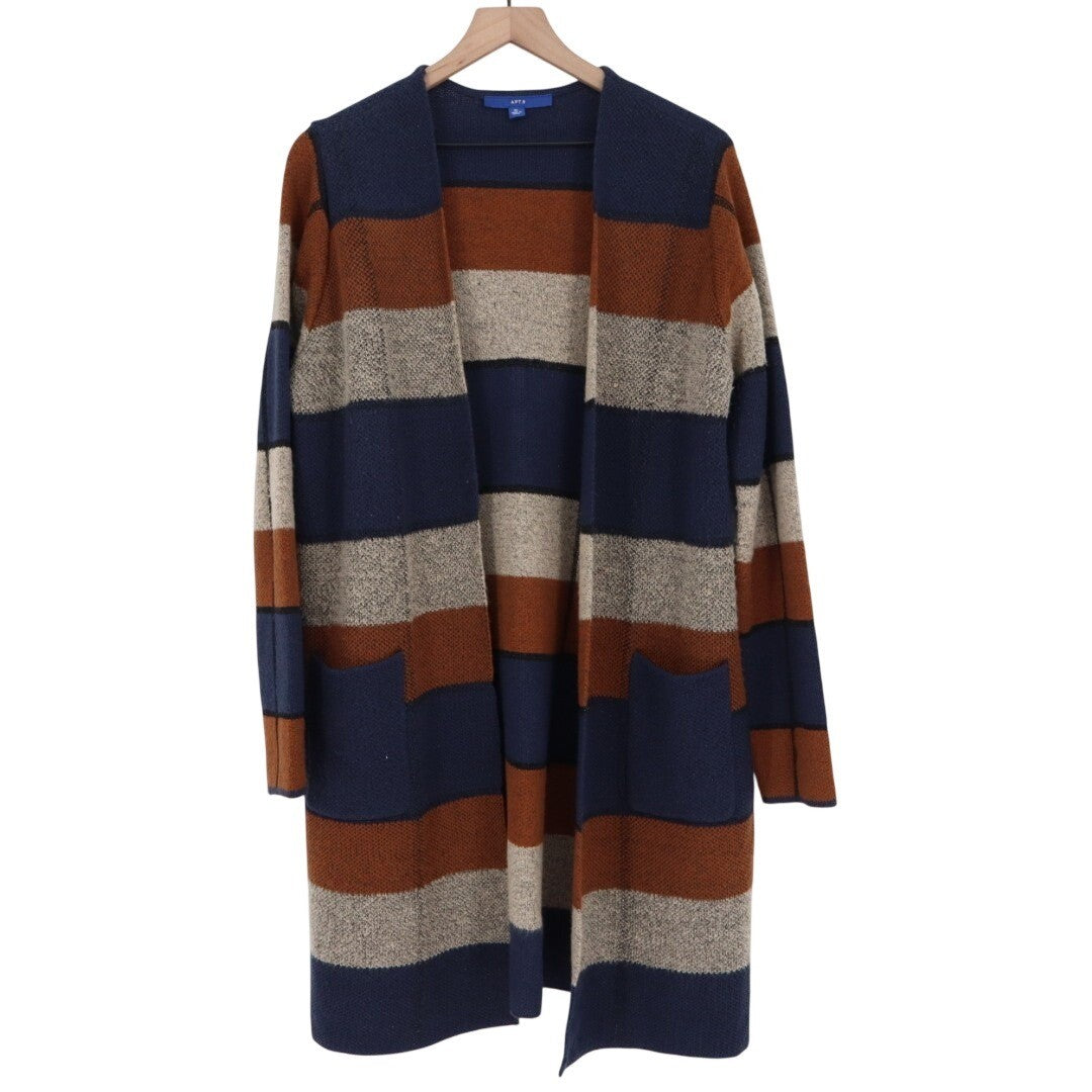 Apt. 9 Cardigan Sweater Womens XL Multi Striped Knit Open Front Long Sleeve