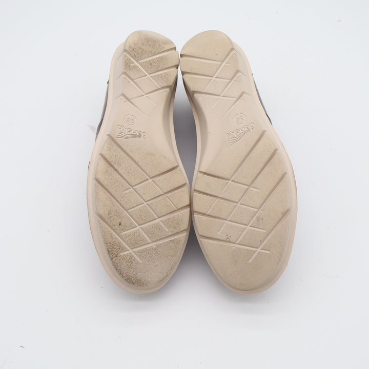 Dansko Fawna Pewter Metallic Leather Slip On Wedge Shoes Womens Size 36