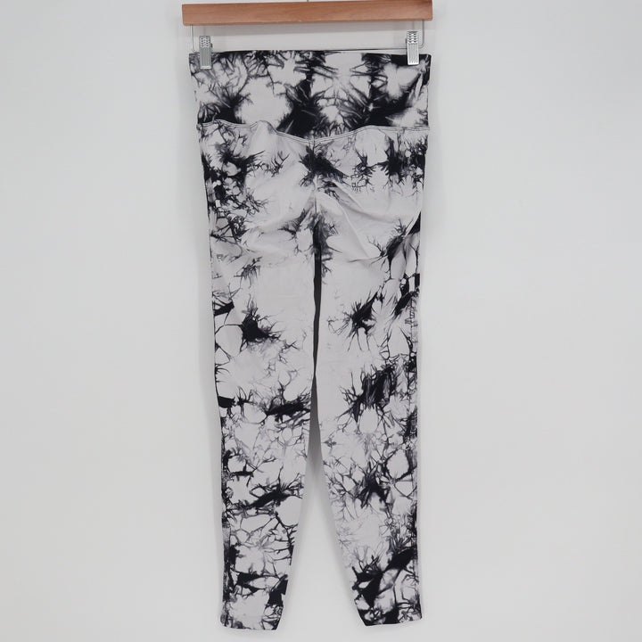 Black White Tie Dye Scrunch Butt Leggings Ribbed High Waist Activewear Yoga Pant