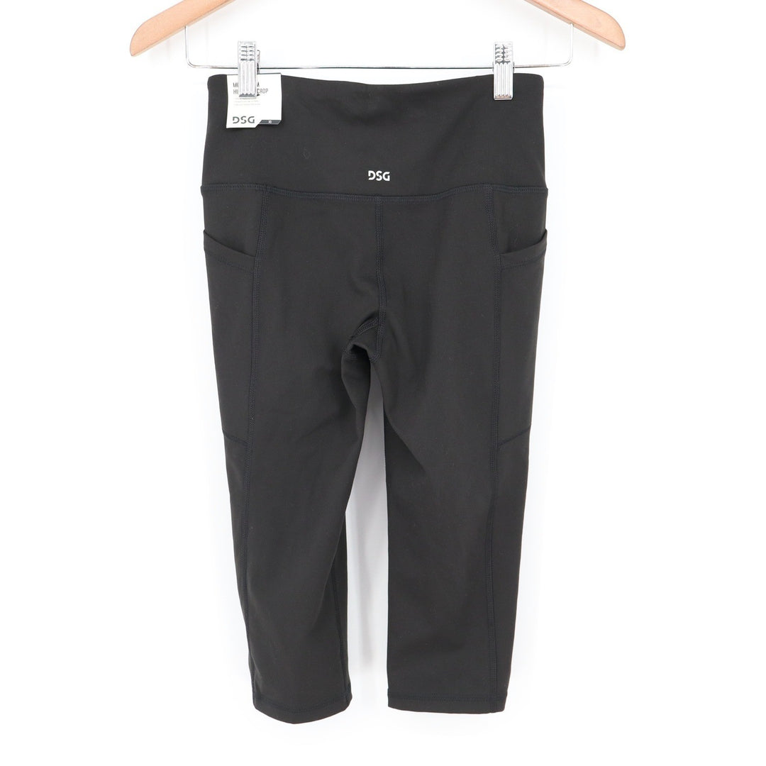 DSG Momentum Crop Womens XS Pure Black High Rise Athletic Leggings