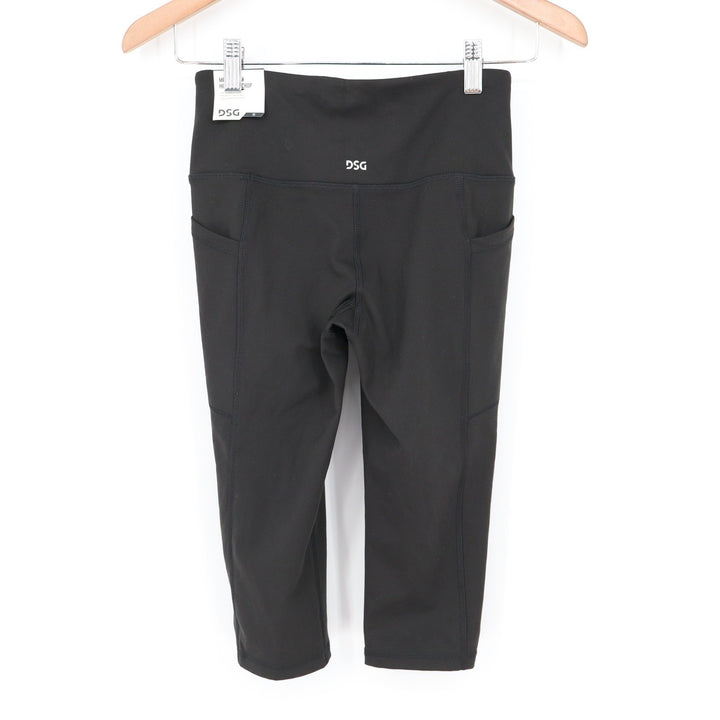 DSG Momentum Crop Womens XS Pure Black High Rise Athletic Leggings