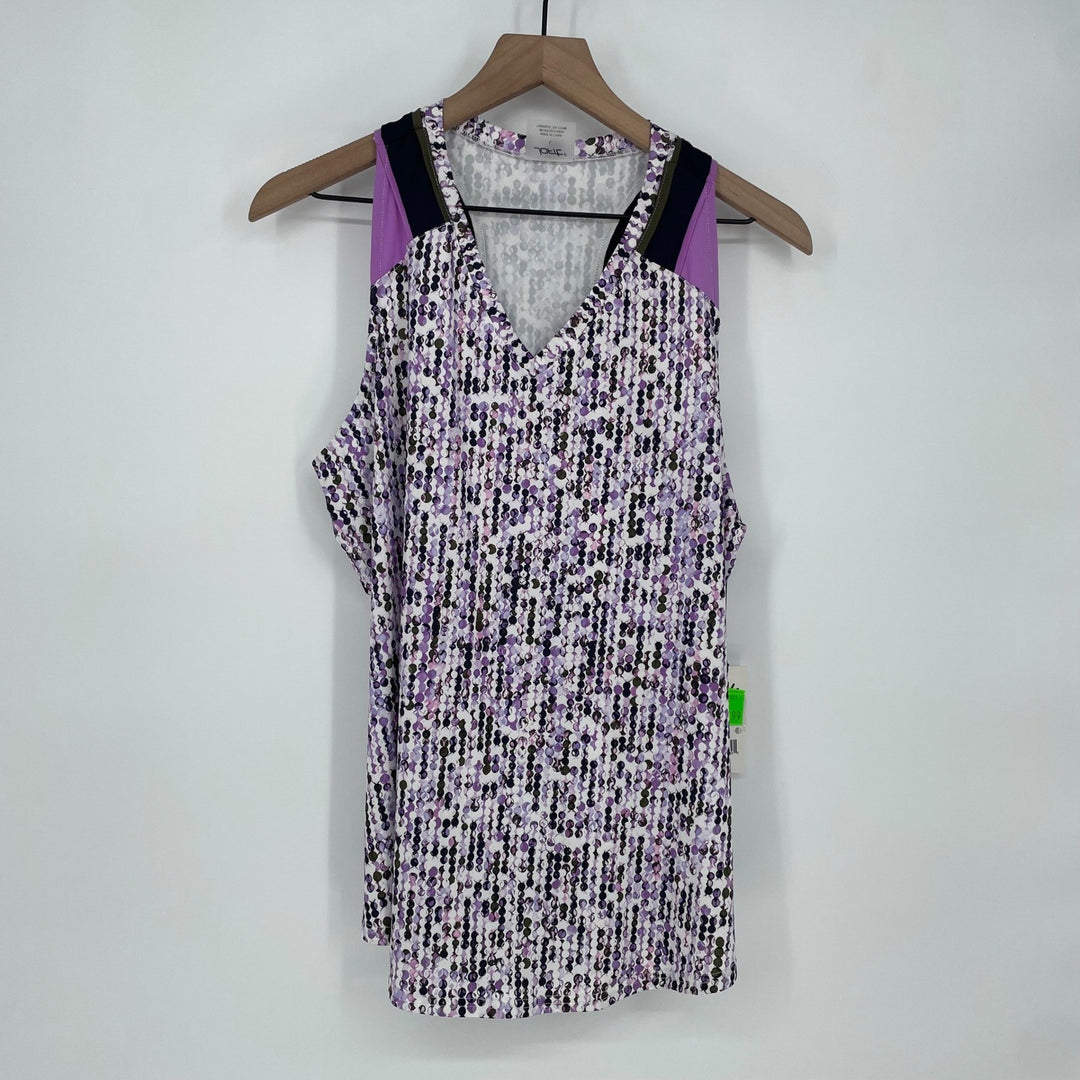 JOFit Womens Large Activewear Tank Top V Neck Abstract Print Purple Green
