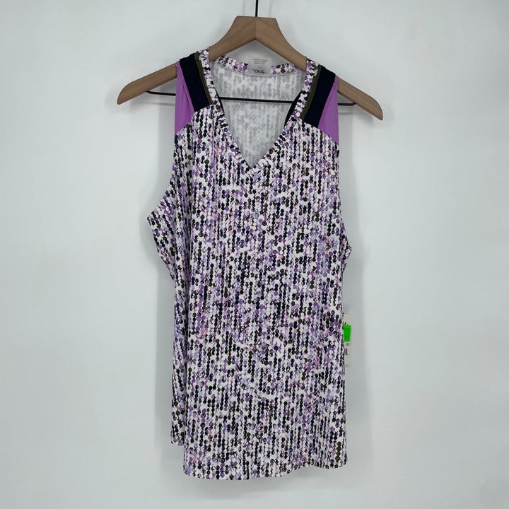 JOFit Womens Large Activewear Tank Top V Neck Abstract Print Purple Green