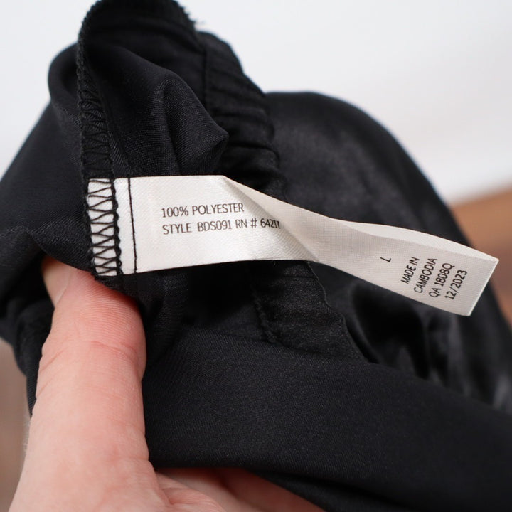 Linea Donatella Bride Satin Intimates Sleep Shorts Womens L Black Elastic Waist