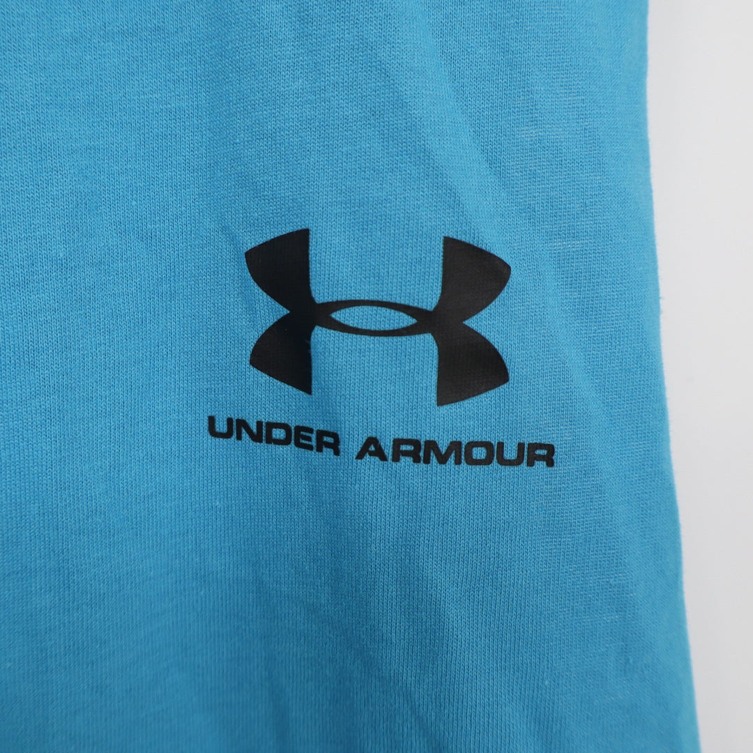Under Armour Mens Left Chest Cut Off Tank Blue Loose Fit Muscle Tee