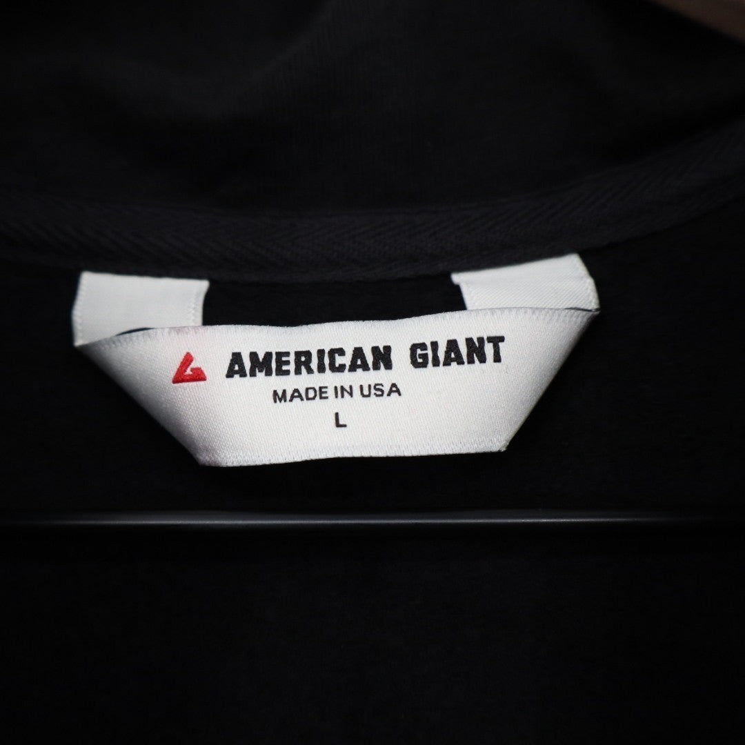 American Giant Moto Full Zip Mike Rowe Sweatshirt Women Large Black Graphic Logo