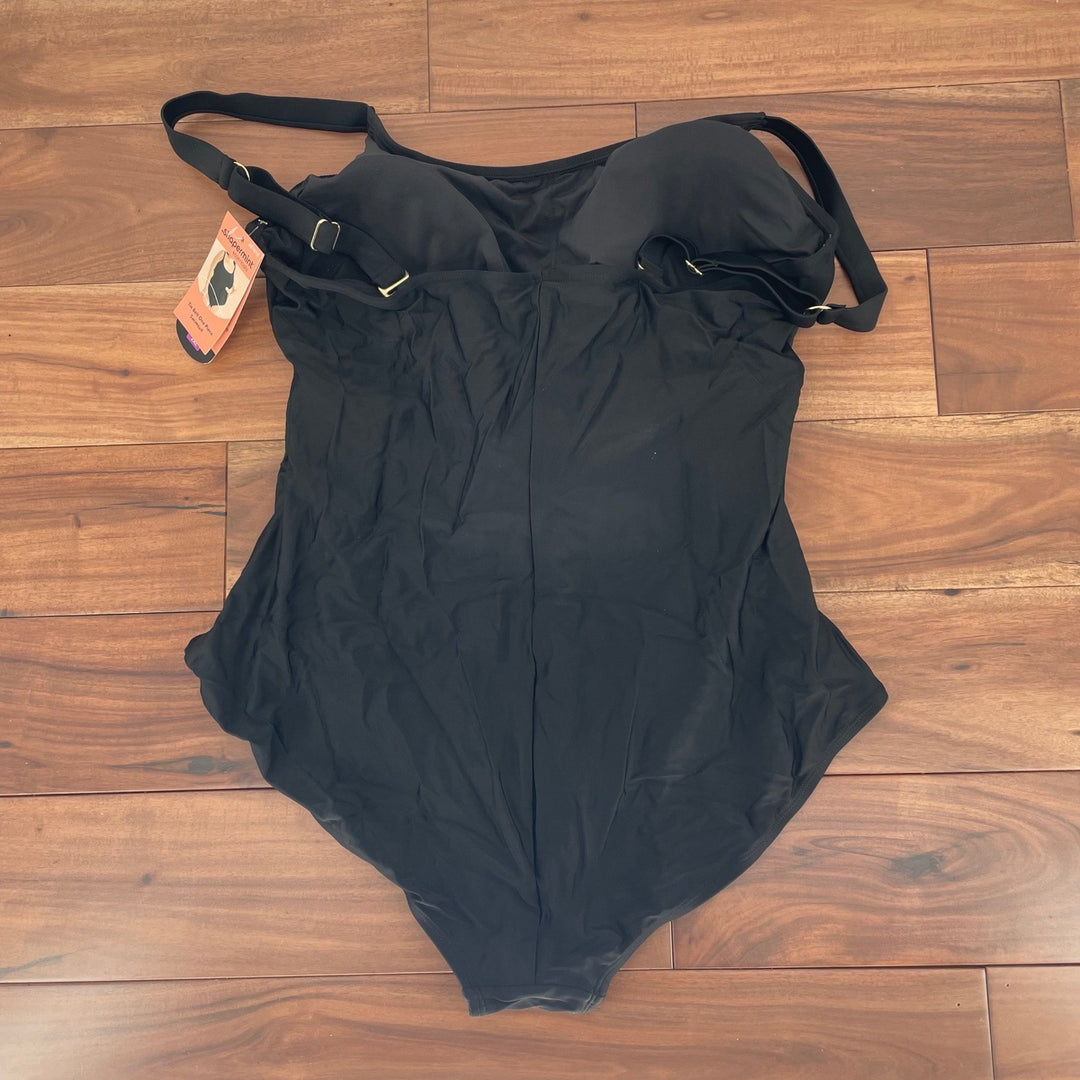 Shapermint Essentials Black Tie Belt One Piece Swimsuit Style 81010 Size 2XL