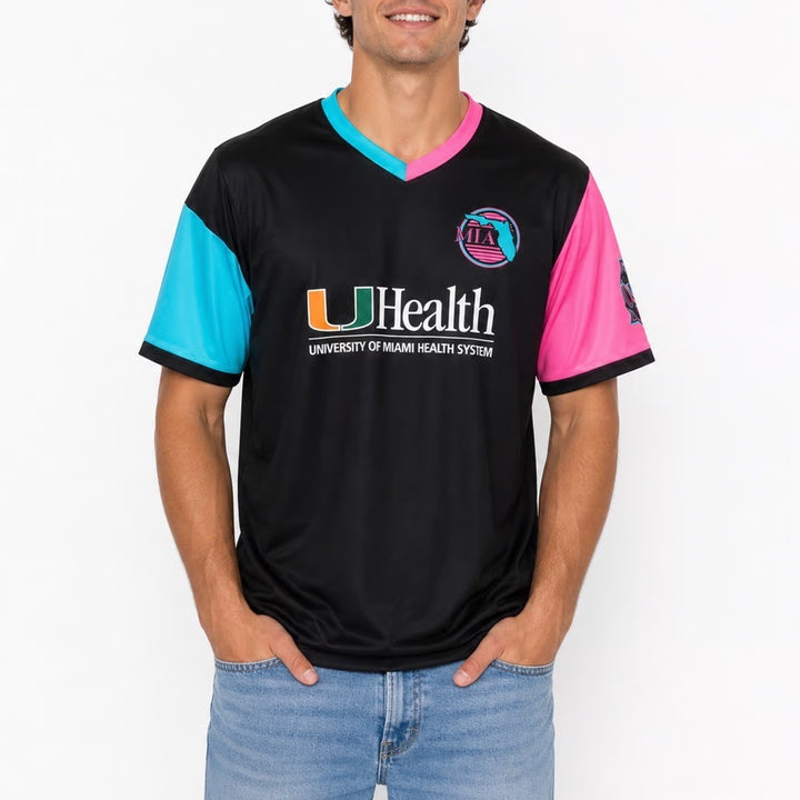 Miami Marlins UHealth Vice City Jersey Black Pink Teal Mens XL