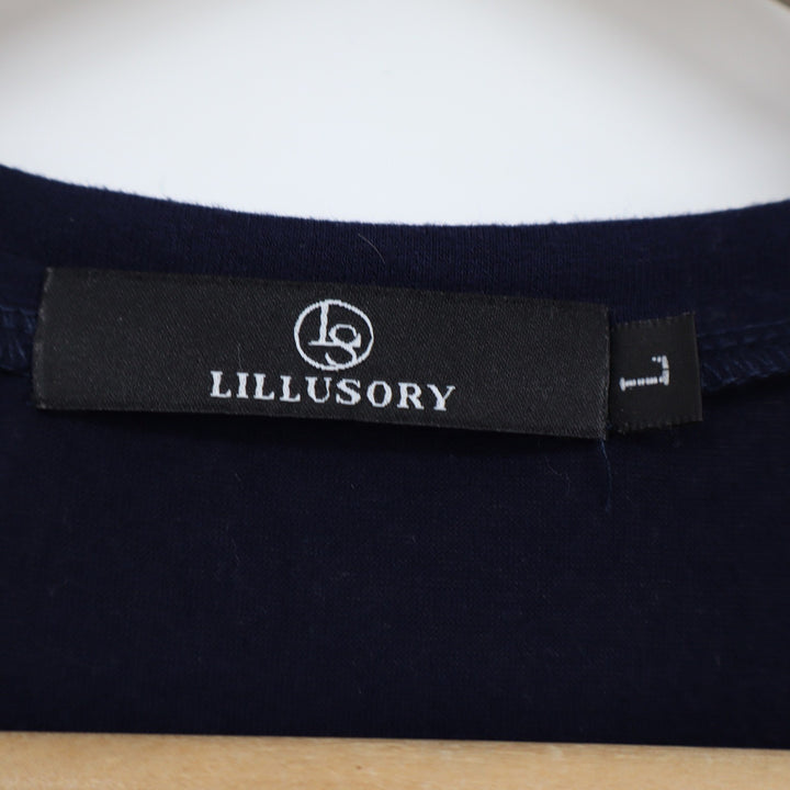 LILLUSORY Navy Blue Front Tie Knot Ruched Sleeveless Mini Dress Size L