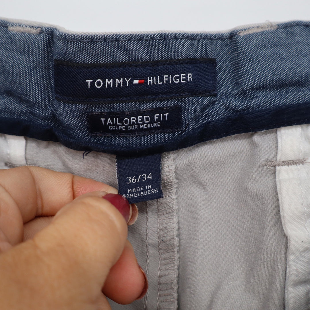 Tommy Hilfiger Pants Mens 36/34 Tailored Fit Gray Chino Stretch Excellent