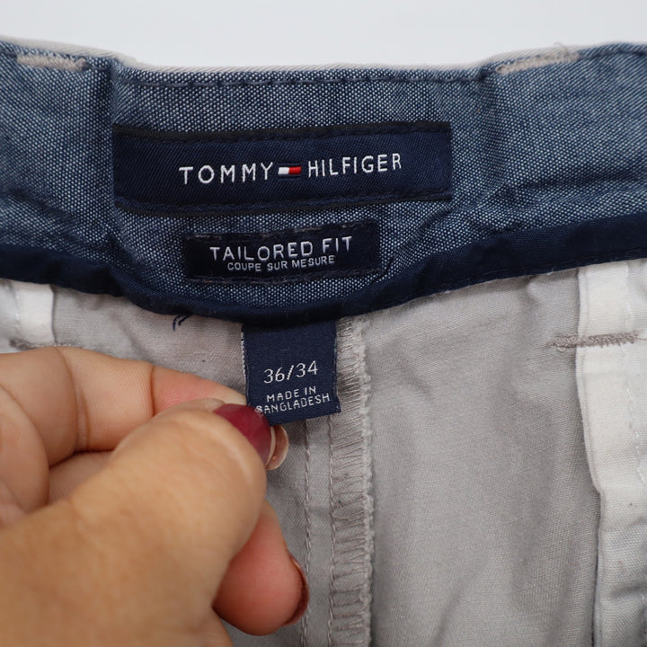 Tommy Hilfiger Pants Mens 36/34 Tailored Fit Gray Chino Stretch Excellent