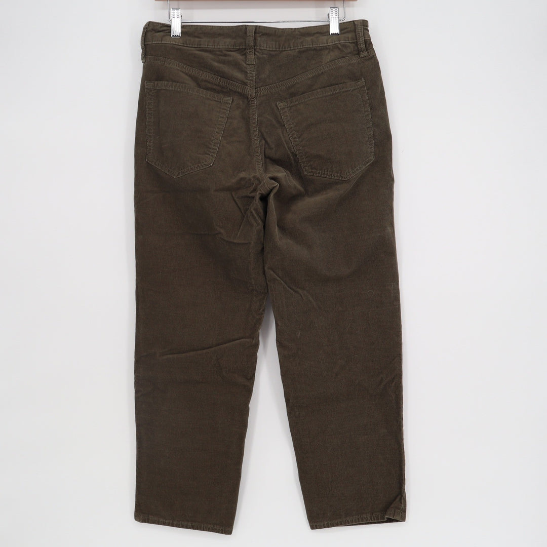 Old Navy OG Straight High Rise Corduroy Pants Olive Green 8 Petite