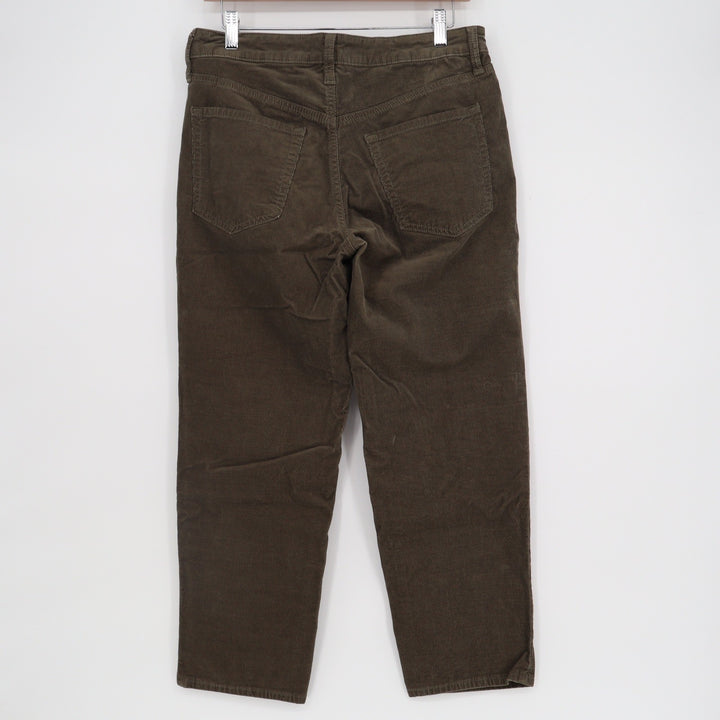 Old Navy OG Straight High Rise Corduroy Pants Olive Green 8 Petite