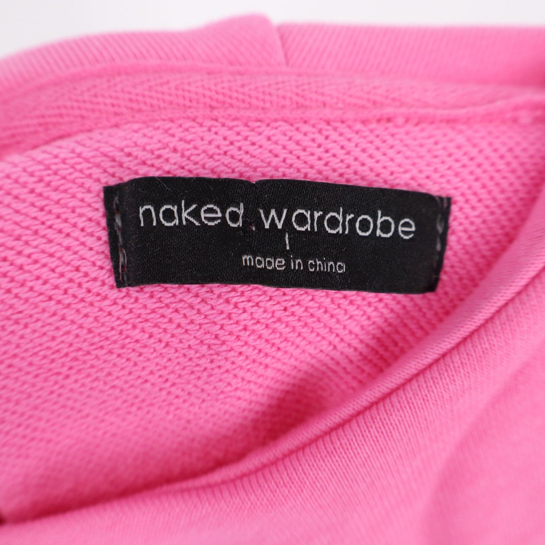 Naked Wardrobe Women's Pink Cropped Hoodie Sweatshirt Size L