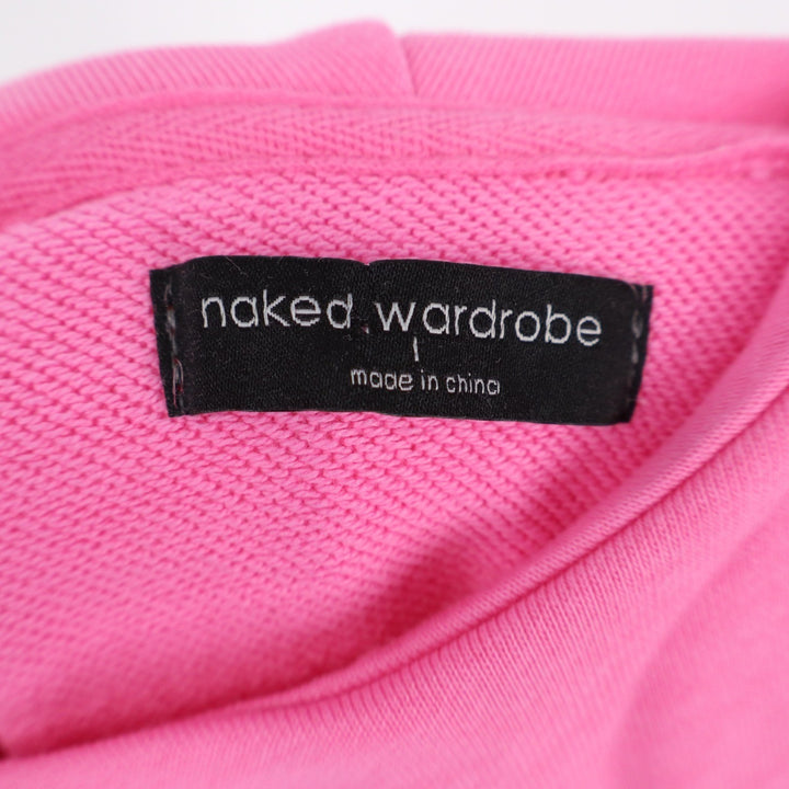 Naked Wardrobe Women's Pink Cropped Hoodie Sweatshirt Size L