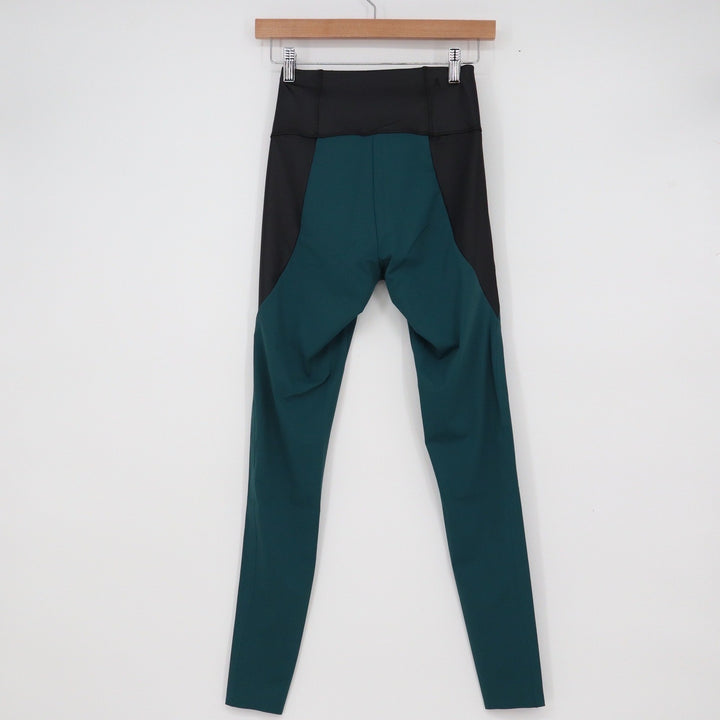 ADAY Throw It Higher Leggings Teal Black Colorblock Zipper Pockets XS