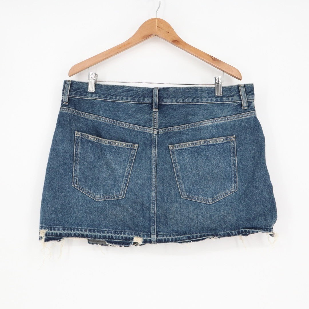 Madewell's Postage Stamp Denim Mini Skirt Womens 32 Blue Cotton Comfy Distressed