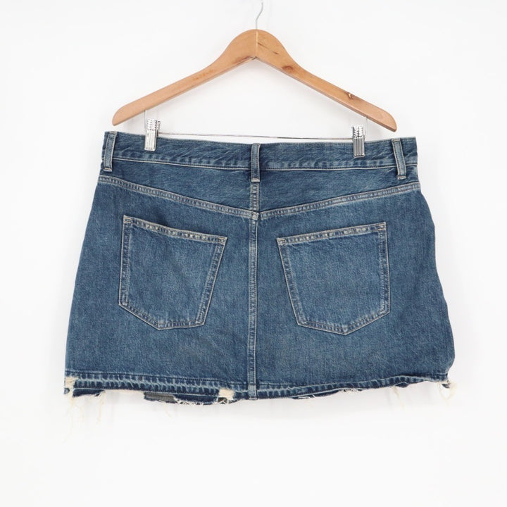 Madewell's Postage Stamp Denim Mini Skirt Womens 32 Blue Cotton Comfy Distressed