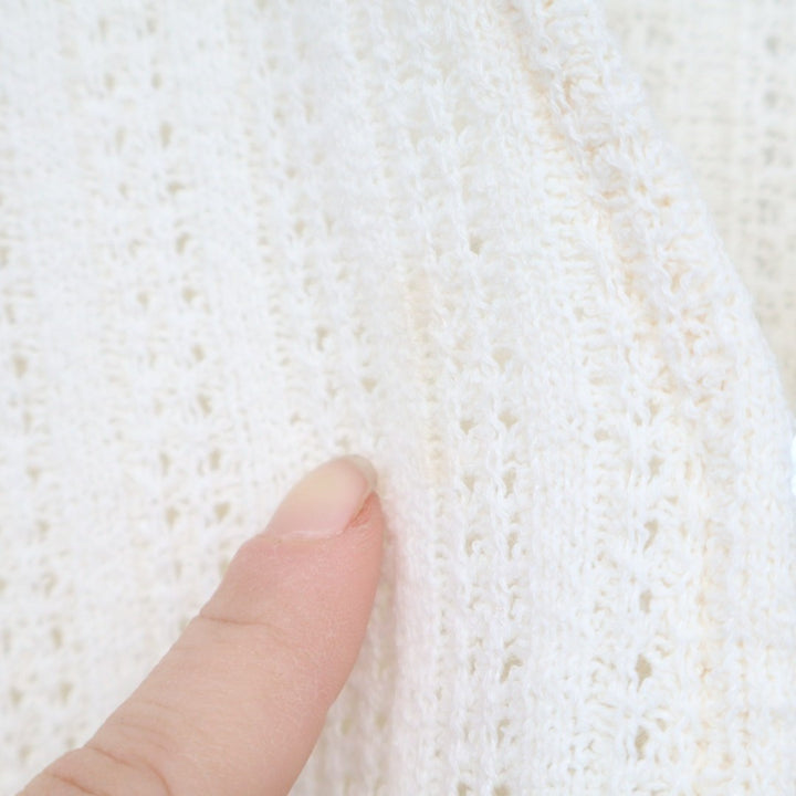 Madewell Cardigan Sweater Women XS Ivory Cotton Knitted Sleeveless Spread Collar