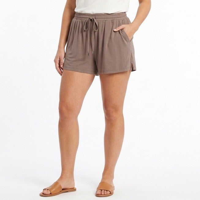 Sweat Shorts Womens Large Brown Stretch Drawstring Waist Low Rise Slash Pockets